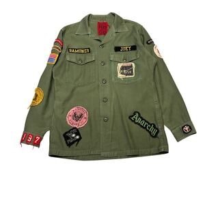Madeworn The Ramones Faded Green Military Patch Jacket Medium Army Punk Grunge